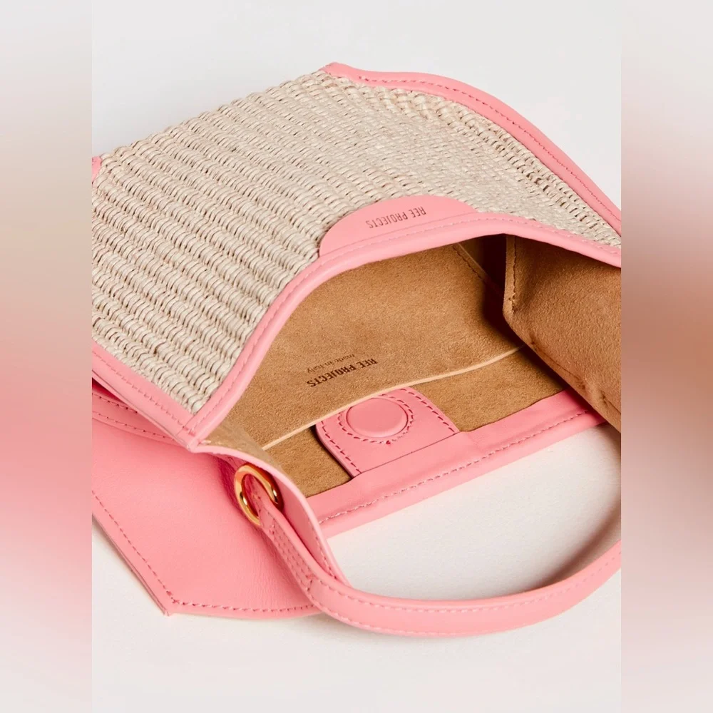 NIB Ree Projects Helene Hobo Mini Raffia Bag in Peach - Picture 2 of 14
